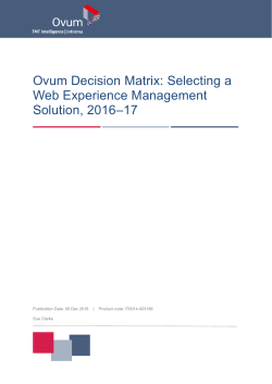 Ovum Decision Matrix: Selecting a Web Experience