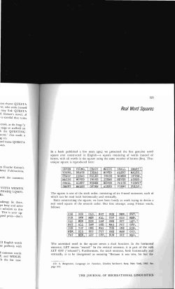 Real Word Squares - Digital Commons @ Butler University