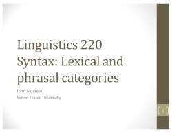 Lexical and phrasal categories