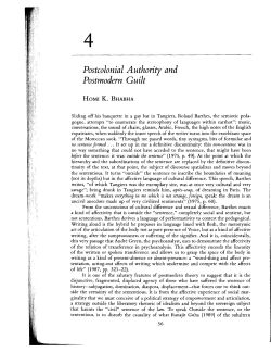 Postcolonial Authority and Postmodern Guilt