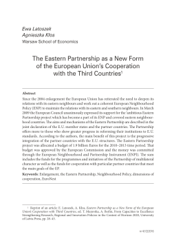 The Eastern Partnership as a New Form of the European Union`s
