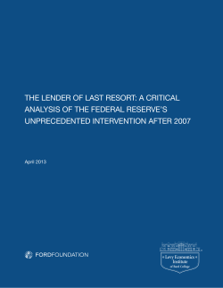 The Lender of Last Resort: A Critical Analysis of the Federal