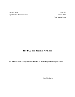 The ECJ and Judicial Activism - Lund University Publications