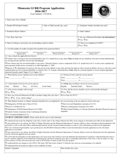 Minnesota GI Bill Program Application 2016-2017