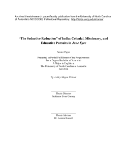 of India: Colonial, Missionary, and Educative Pursuits in Jane Eyre