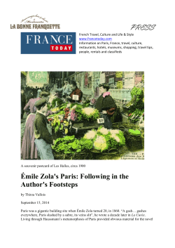 &Eacute;mile Zola`s Paris: Following in the Author`s Footsteps