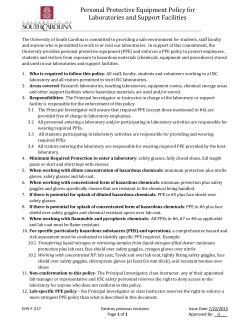 PPE Policy for Laboratories and Support Facilities
