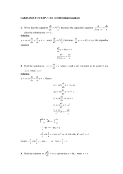 EXERCISES FOR CHAPTER 7: Differential Equations 1. Prove that