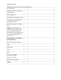 KINETICS PACKET Please have, in this order, the