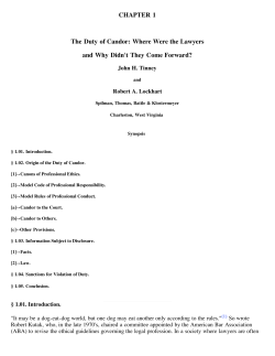 CHAPTER 1 The Duty of Candor: Where Were the