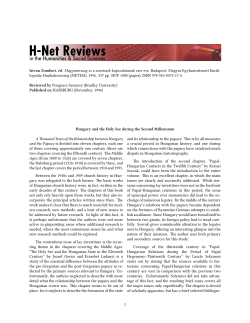 Hungary and the Holy See during the Second Millennium - H-Net