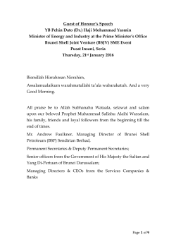 Guest of Honour`s Speech YB Pehin Dato (Dr.) Haji