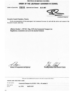 order of the lieutenant governor in council