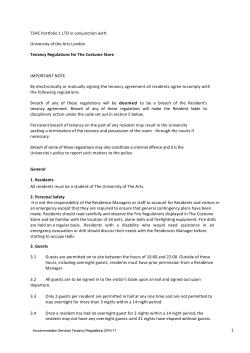 The Costume Store &ndash; Tenancy Regulations (2016/17)