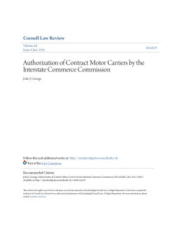 Authorization of Contract Motor Carriers by the Interstate Commerce
