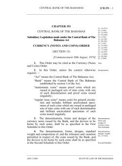 Currency (Notes and Coins) Order