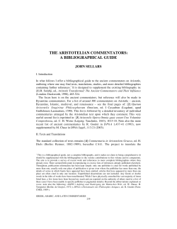 the aristotelian commentators: a bibliographical guide