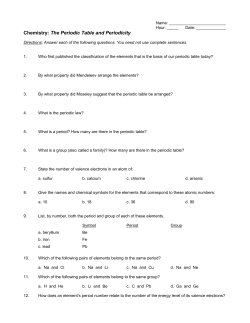 Periodic Table questions