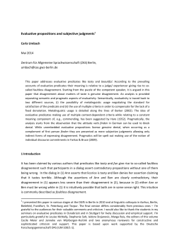 Evaluative propositions and subjective judgments1