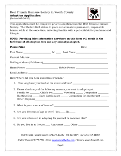 Preliminary Adoption Form - Best Friends Humane Society