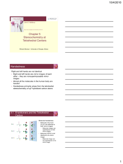 Chapter 5 Stereochemistry at Tetrahedral Centers
