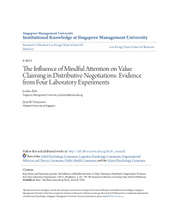The Influence of Mindful Attention on Value Claiming in Distributive