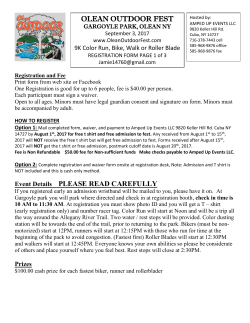 Event Details PLEASE READ CAREFULLY OLEAN OUTDOOR FEST