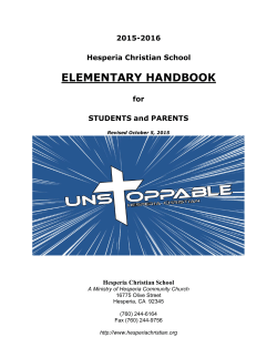 Elementary Handbook  - Hesperia Christian School