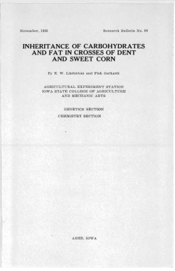Inheritance of Carbohydrates and Fat in Crosses of Dent and Sweet