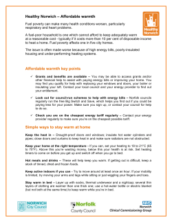 Healthy Norwich &ndash; Affordable warmth Affordable warmth key points
