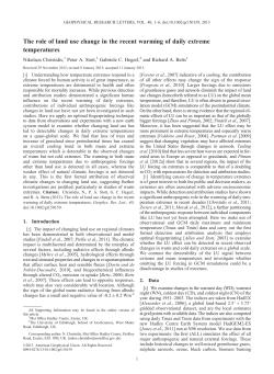 The role of land use change in - School of GeoSciences
