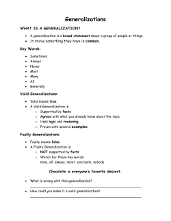Generalizations Handout