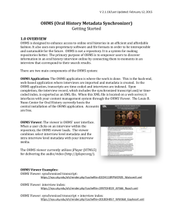 OHMS (Oral History Metadata Synchronizer) Getting Started