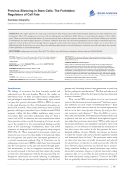 Provirus Silencing in Stem Cells: The Forbidden Regulators of Cell