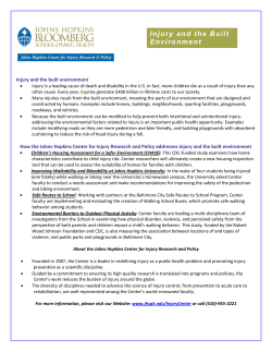 Injury and the Built Environment - Johns Hopkins Bloomberg School