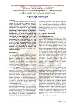Determination of Thermal Properties of Coriander Seeds