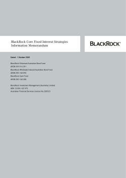 BlackRock Core Fixed Interest Strategies Information Memorandum