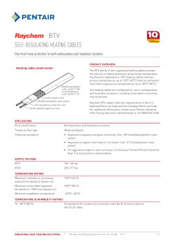 Raychem BTV pipe freeze protection Datasheet