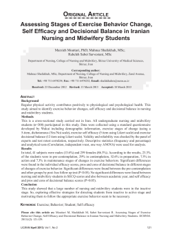 Assessing Stages of Exercise Behavior Change, Self Efficacy and