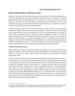Harvey`s bloody motion: Creativity in science - Philsci