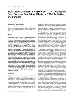 Signal Transduction in T Helper Cells: CD4 Coreceptors Exert