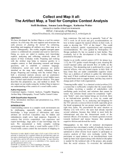 the artifact map, a tool for complex context analysis