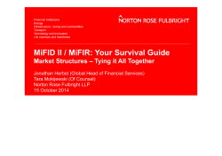 MiFID II / MiFIR: Your Survival Guide Market Structures