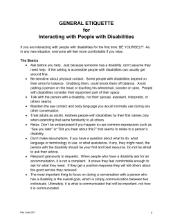 GENERAL ETIQUETTE For Interacting with People with