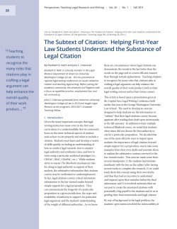 The Subtext of Citation: Helping First-Year Law