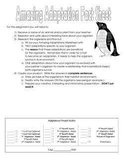 Adaptations Project Adaptations Project Rubric Total /100 Total /100