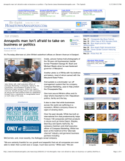 Annapolis man isn`t afraid to take on business or politics &bull; Top