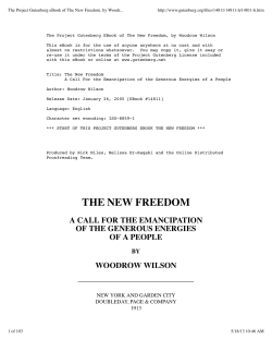 The Project Gutenberg eBook of The New Freedom, by Woodrow