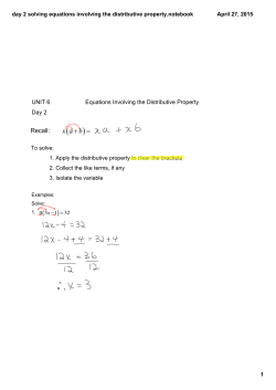 day 2 solving equations involving the distributive property.notebook