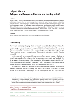 Helgard Mahrdt Refugees and Europe: a dilemma or a turning point?